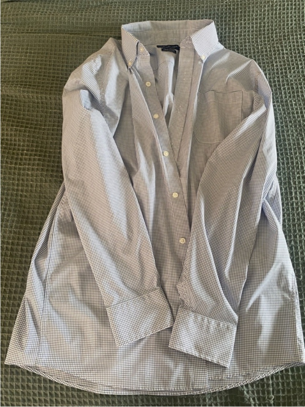 Southern Tide Blue and White Micro-Check Button-Down Shirt